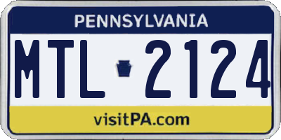 PA license plate MTL2124