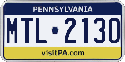 PA license plate MTL2130