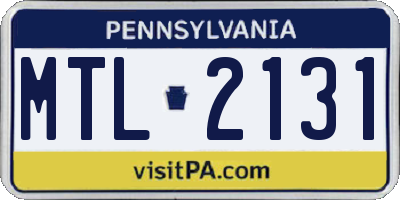 PA license plate MTL2131