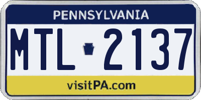 PA license plate MTL2137