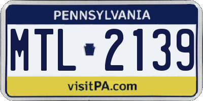 PA license plate MTL2139