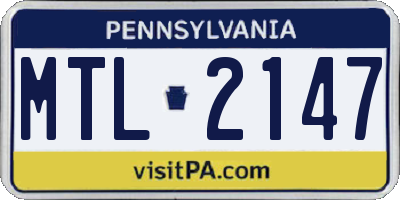 PA license plate MTL2147