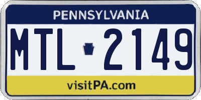 PA license plate MTL2149