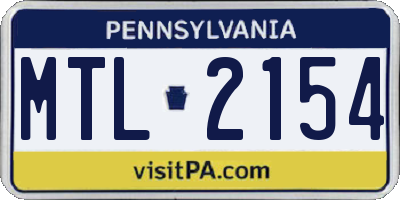 PA license plate MTL2154