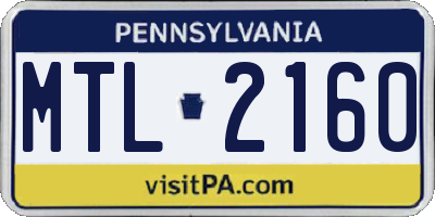 PA license plate MTL2160