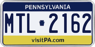 PA license plate MTL2162