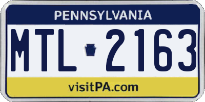 PA license plate MTL2163