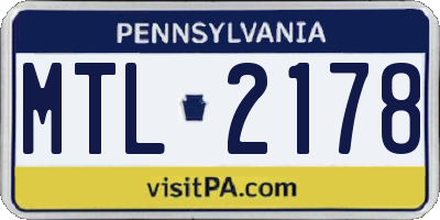 PA license plate MTL2178