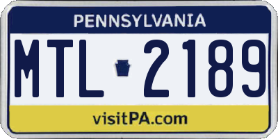PA license plate MTL2189