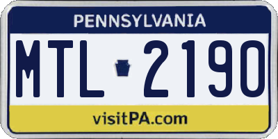 PA license plate MTL2190