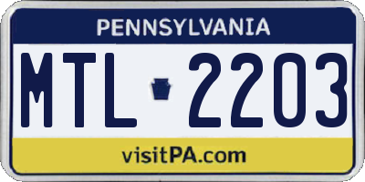 PA license plate MTL2203