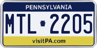 PA license plate MTL2205