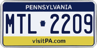 PA license plate MTL2209