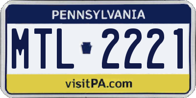 PA license plate MTL2221