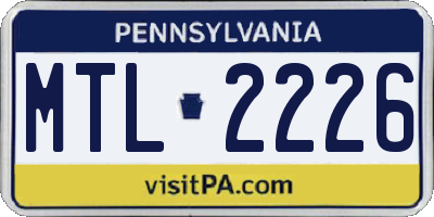 PA license plate MTL2226