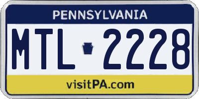PA license plate MTL2228