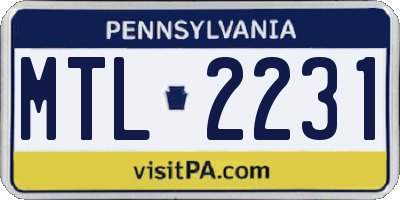 PA license plate MTL2231