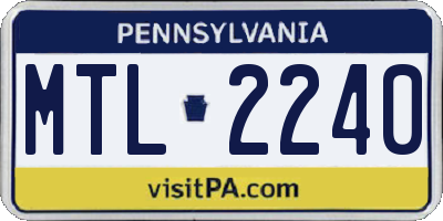 PA license plate MTL2240