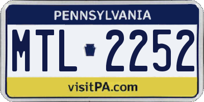 PA license plate MTL2252
