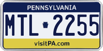 PA license plate MTL2255