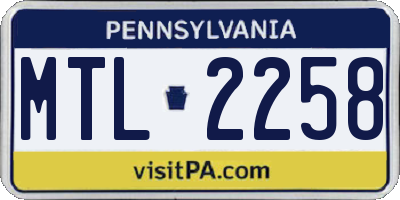 PA license plate MTL2258