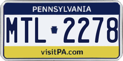 PA license plate MTL2278