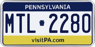 PA license plate MTL2280