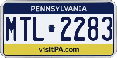 PA license plate MTL2283
