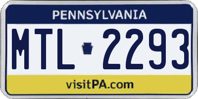 PA license plate MTL2293