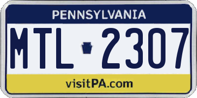 PA license plate MTL2307