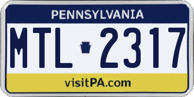 PA license plate MTL2317