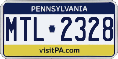 PA license plate MTL2328