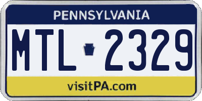 PA license plate MTL2329