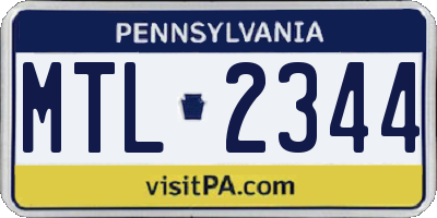 PA license plate MTL2344