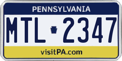 PA license plate MTL2347