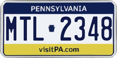 PA license plate MTL2348