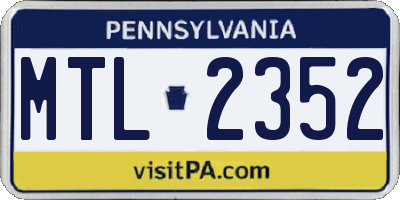 PA license plate MTL2352