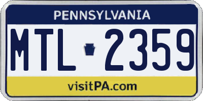 PA license plate MTL2359