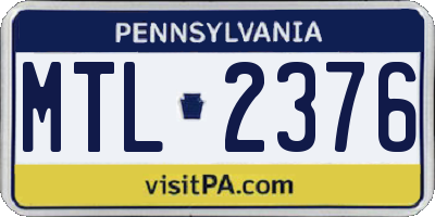 PA license plate MTL2376