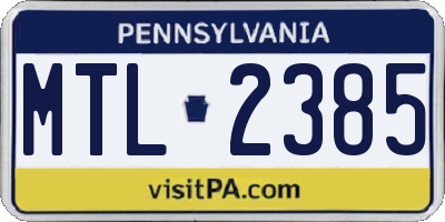 PA license plate MTL2385
