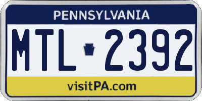 PA license plate MTL2392