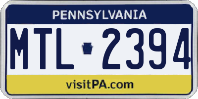 PA license plate MTL2394