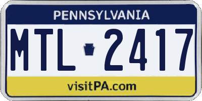 PA license plate MTL2417