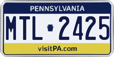 PA license plate MTL2425