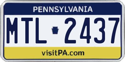 PA license plate MTL2437