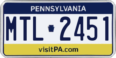 PA license plate MTL2451