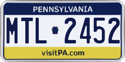 PA license plate MTL2452