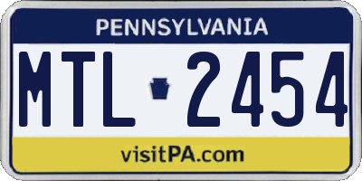 PA license plate MTL2454