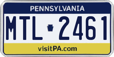 PA license plate MTL2461