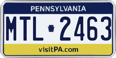 PA license plate MTL2463